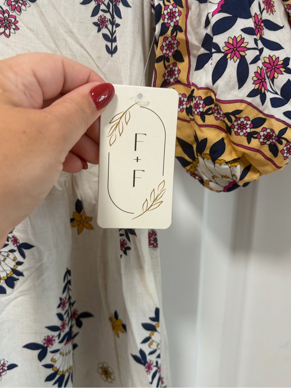 Fig & Flower NWT size Small Pippa Midi Dress Linen Blend Boho Puff Sleeves - Picture 6 of 12